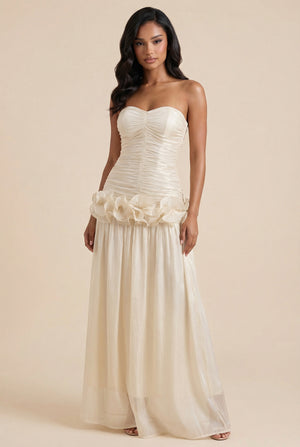 A&A Virella Sweetheart Ruched Chiffon Midaxi Dress