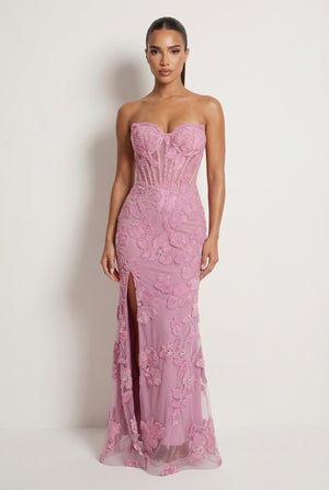 A&A Clovelle Floral Corset Detail Mermaid Maxi Dress