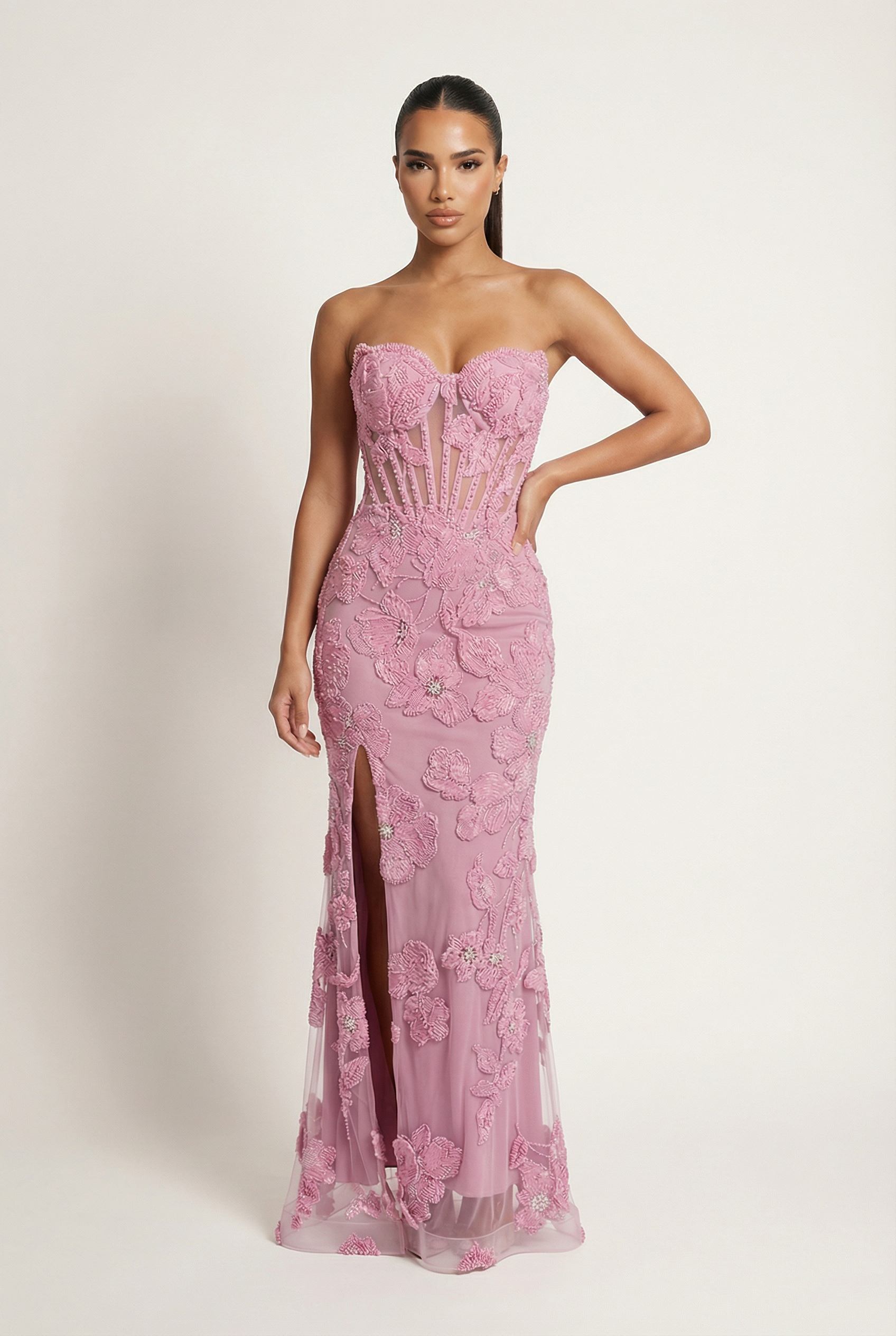 A&A Clovelle Floral Corset Detail Mermaid Maxi Dress
