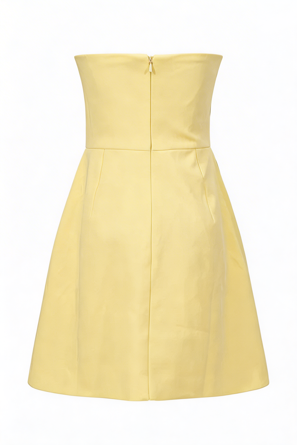 A&A Elara Yellow Strapless Embroidered Flower A-Line Mini Dress