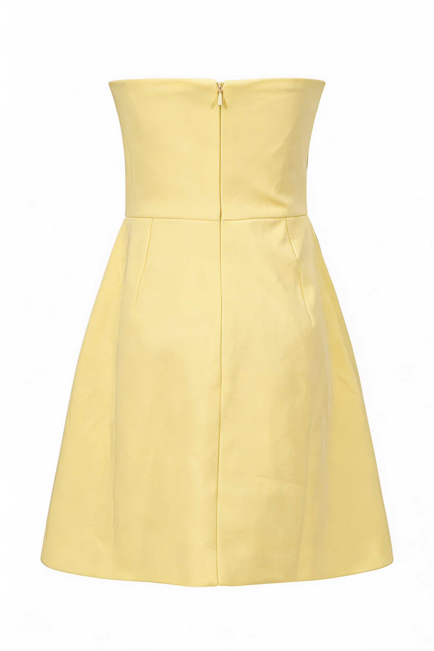 A&A Elara Yellow Strapless Embroidered Flower A-Line Mini Dress