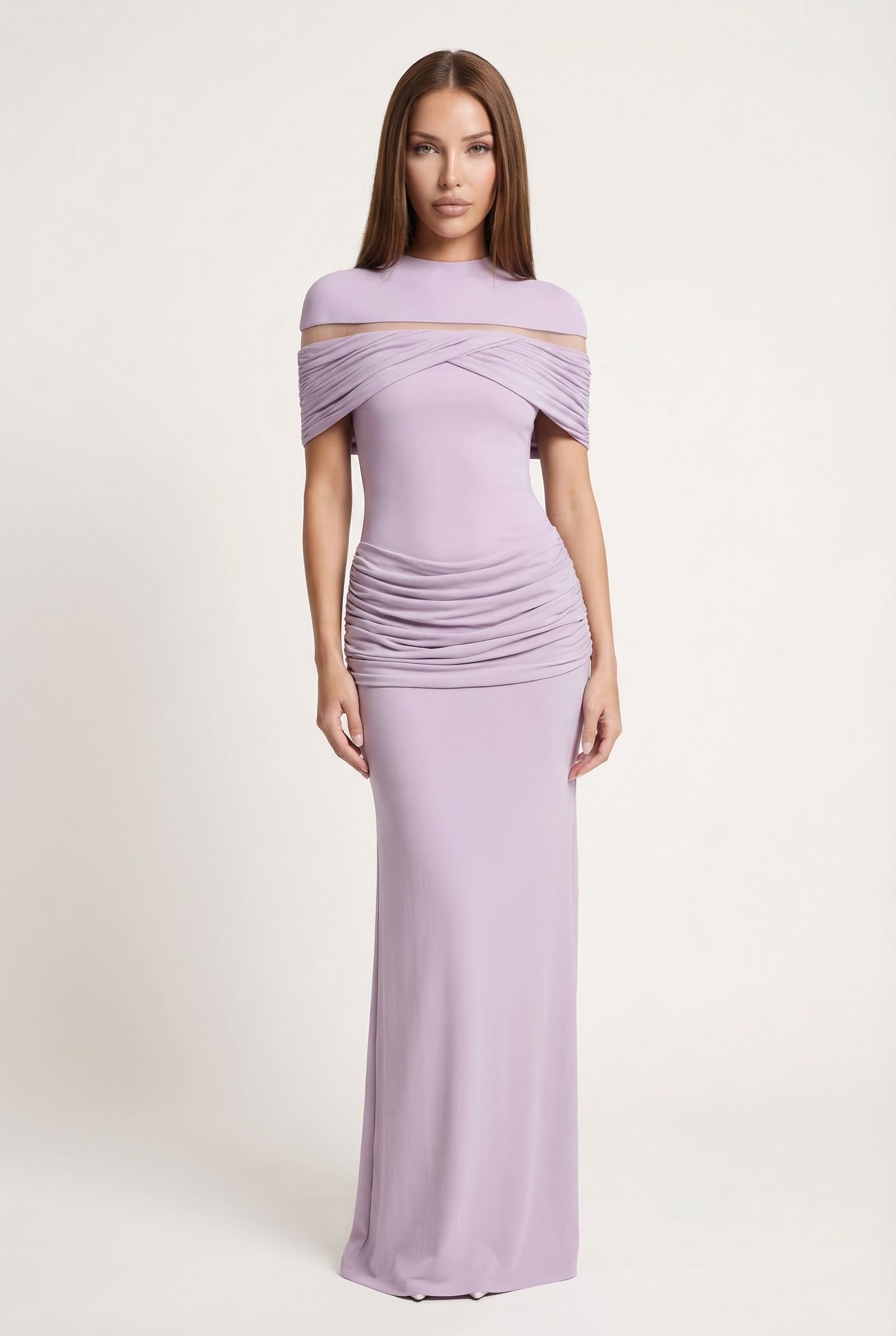 A&A Lysandra High Neck Drape Detail Midaxi Dress