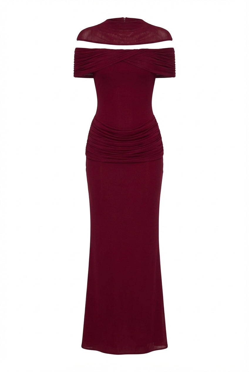 A&A Lysandra High Neck Drape Detail Midaxi Dress