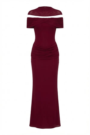 A&A Lysandra High Neck Drape Detail Midaxi Dress