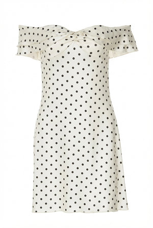 A&A Lunessa Off Shoulder Polka Dot Mini A-Line Dress