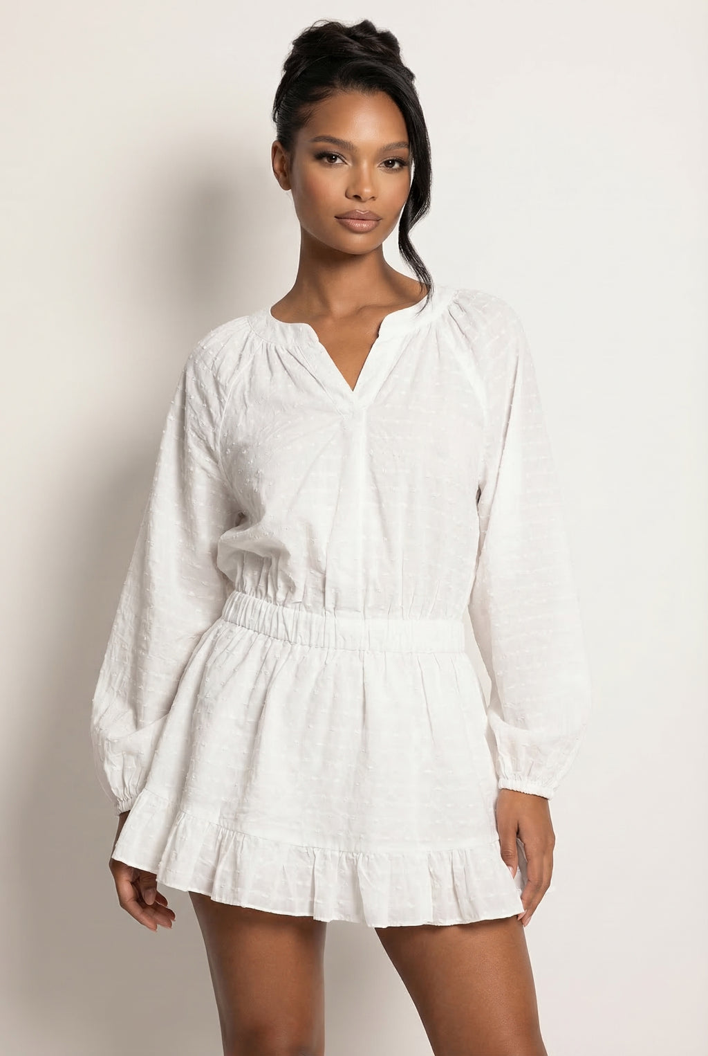 A&A Alouette Ruffled Button Up Mini Dress