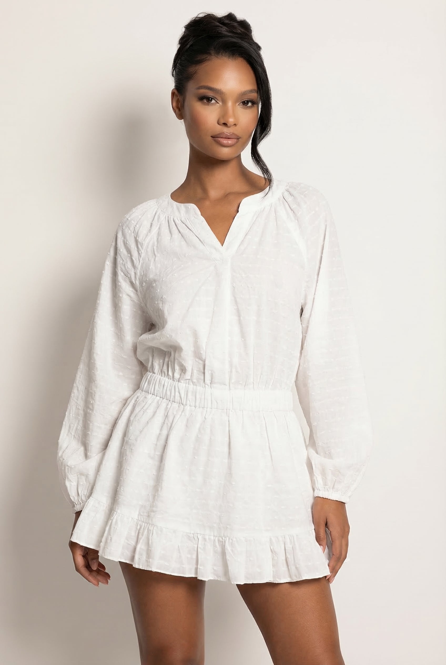 A&A Alouette Ruffled Button Up Mini Dress