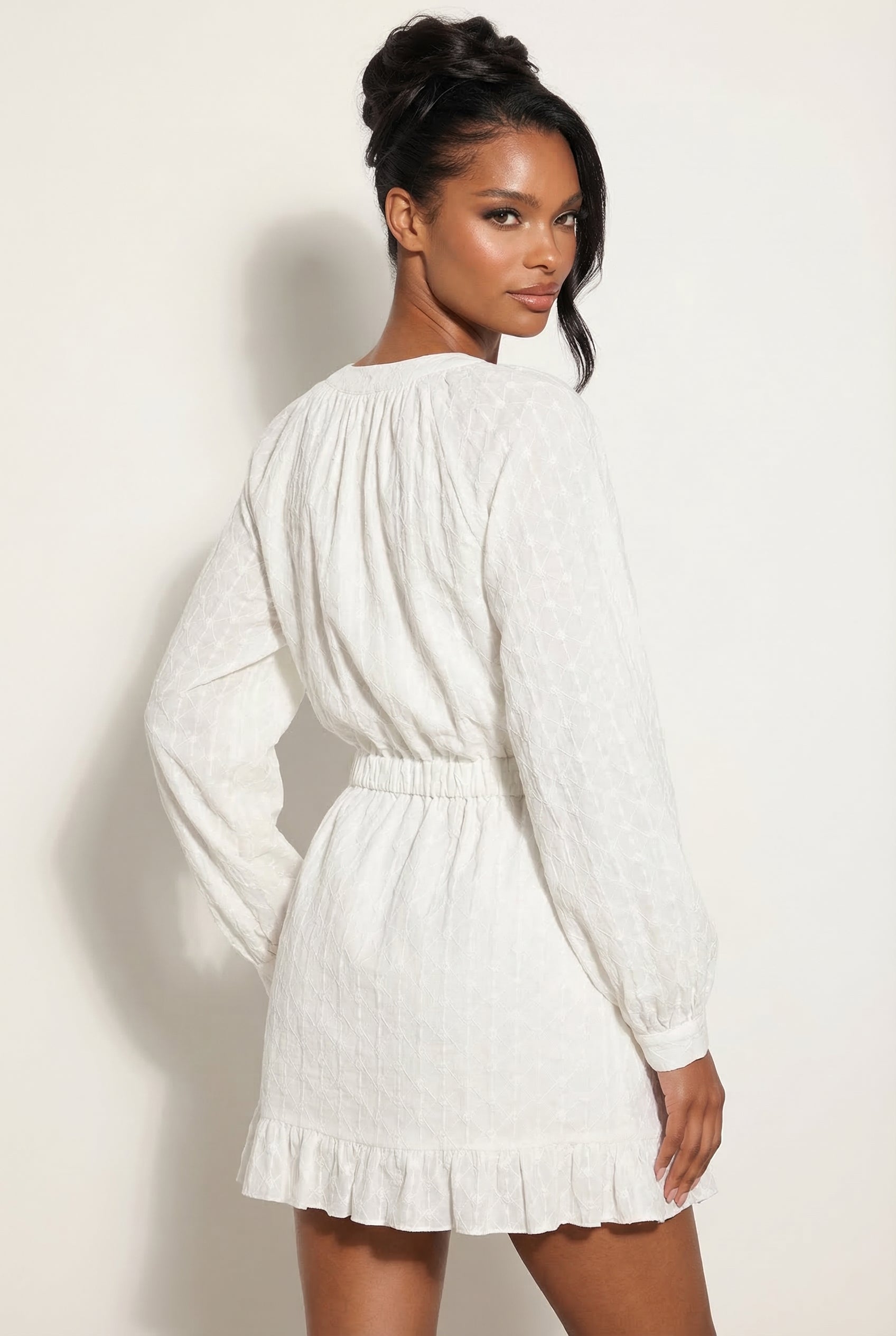 A&A Alouette Ruffled Button Up Mini Dress