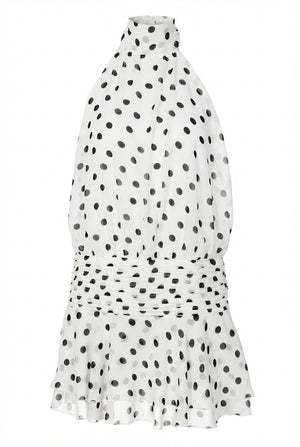 A&A Vela Backless Ruffled Halter Neck Pleated Dress