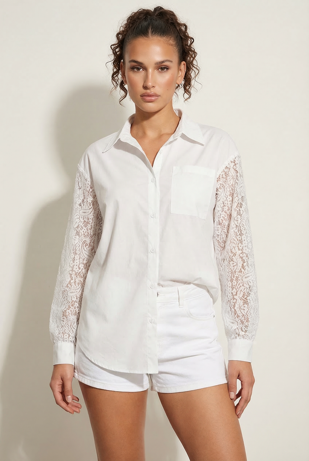 A&A Thaliah Lace Sleeve Shirt