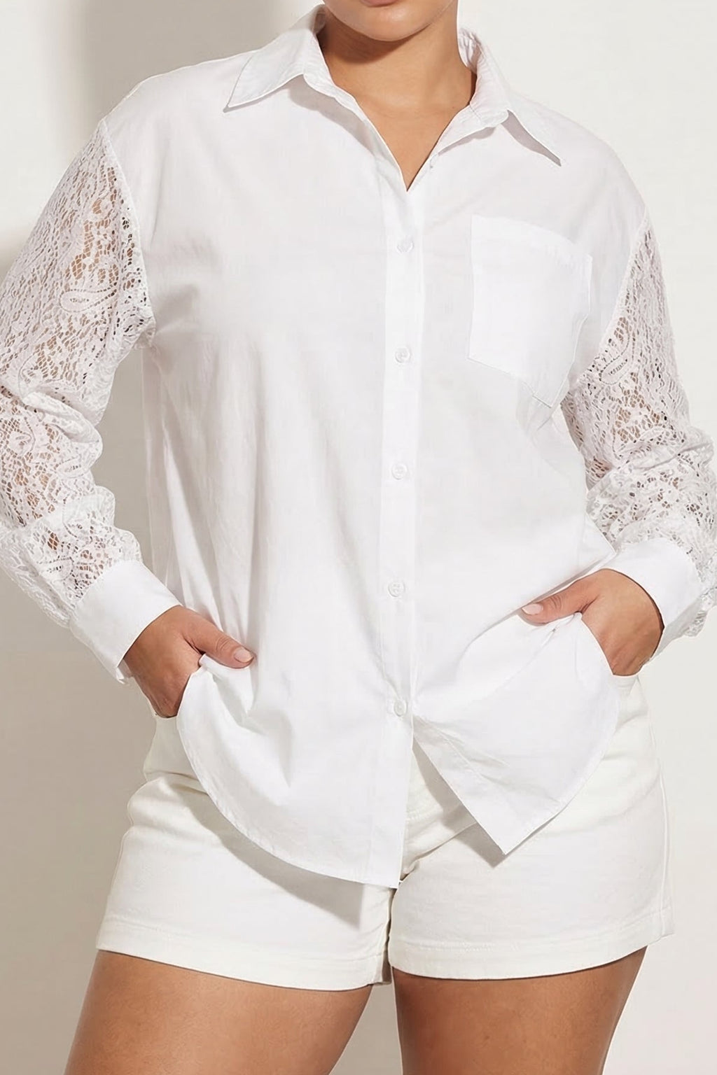 A&A Thaliah Lace Sleeve Shirt
