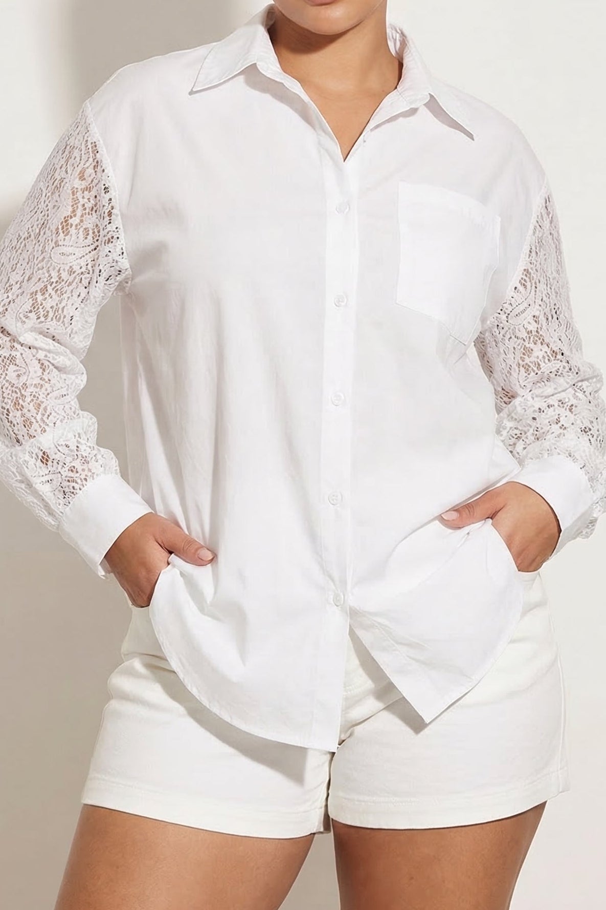 A&A Thaliah Lace Sleeve Shirt