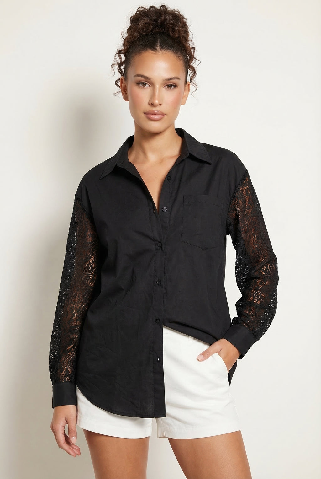 A&A Thaliah Lace Sleeve Shirt