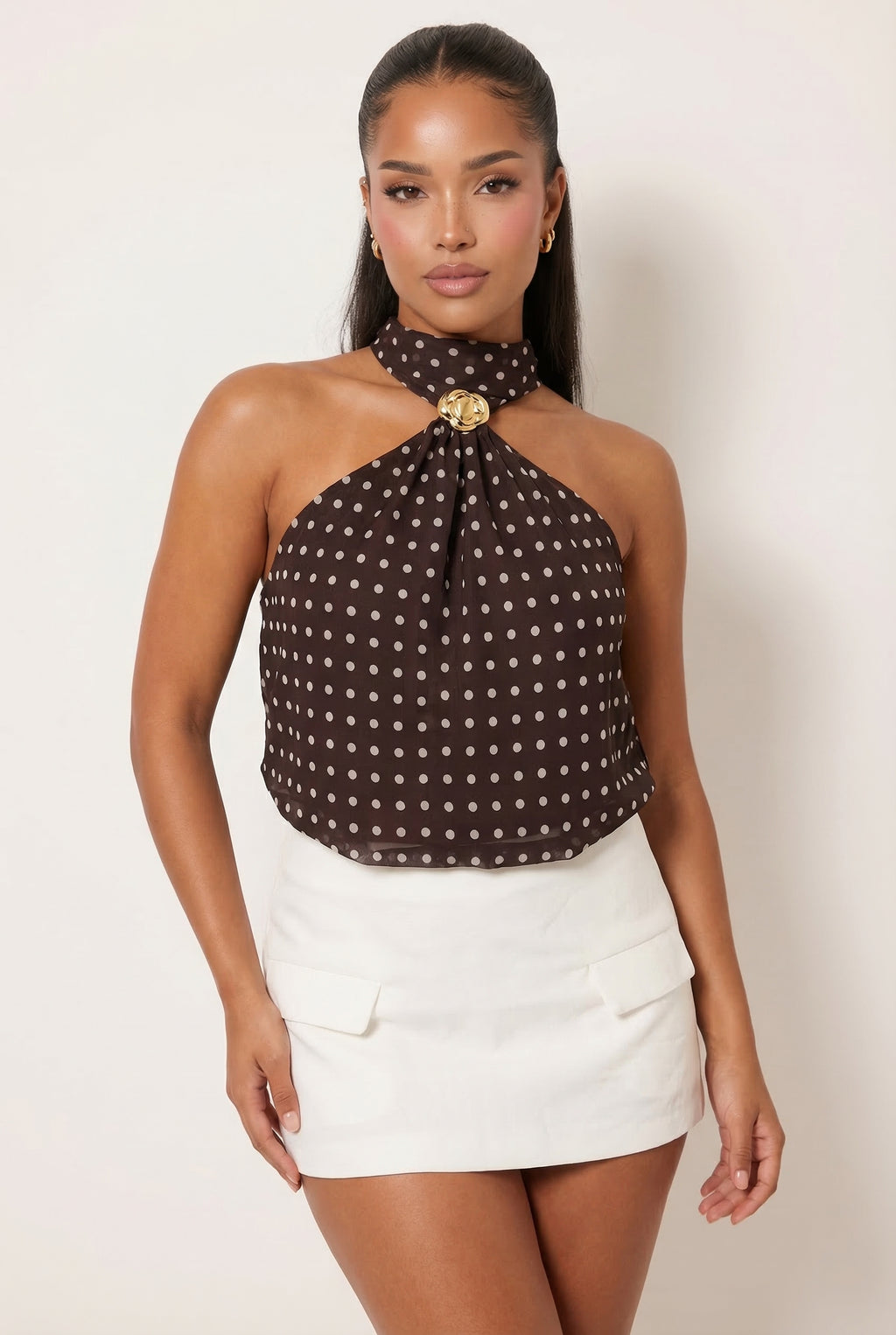 A&A Anavie Polka Dot Halter Neck Top