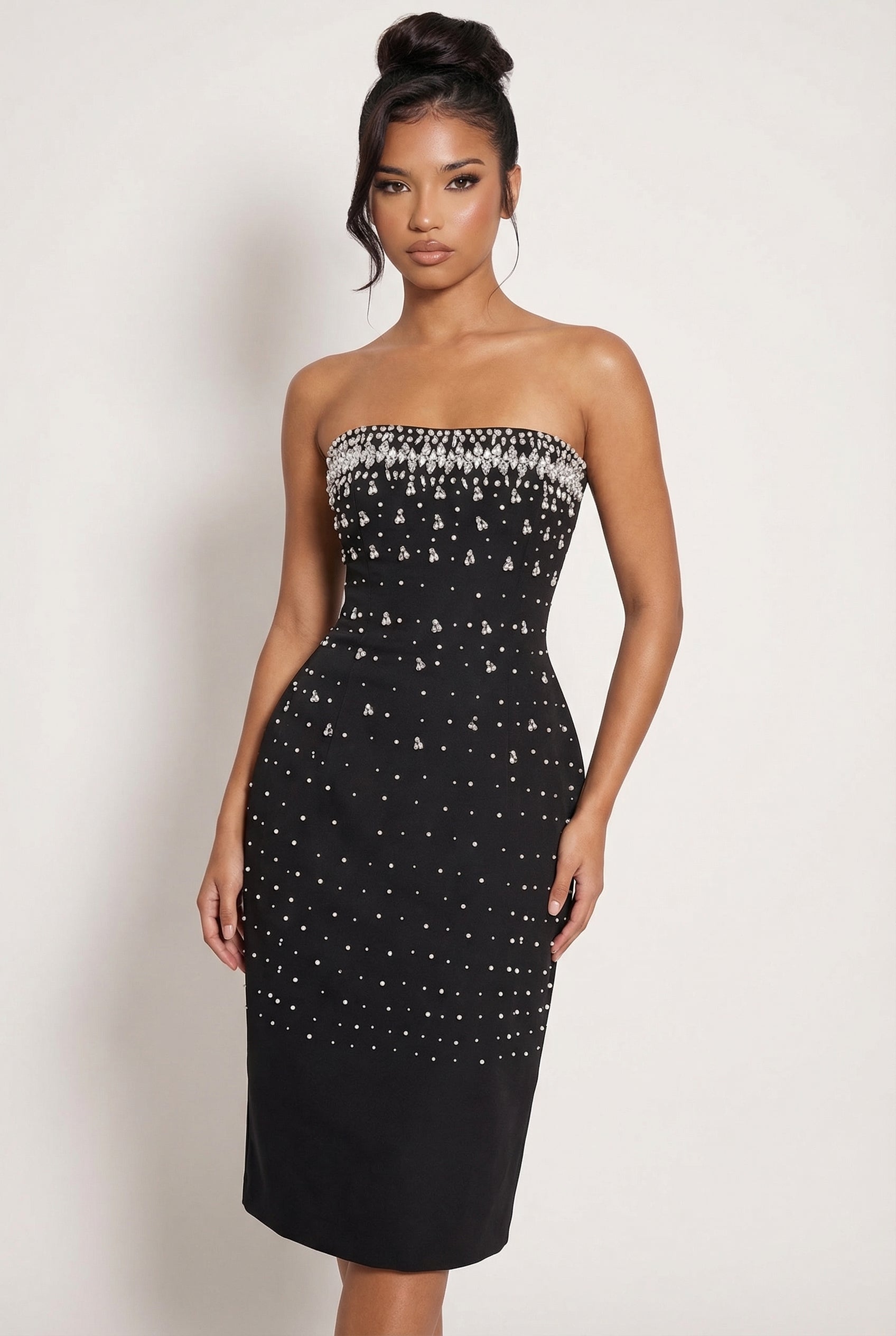 A&A Luxe Crystal Embellished Midi Dress