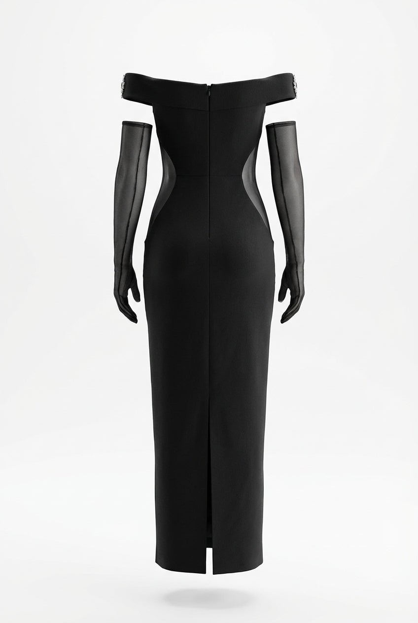 A&A Luxe Embellished Diamonte Crystal Bandage Bodycon Maxi Dress