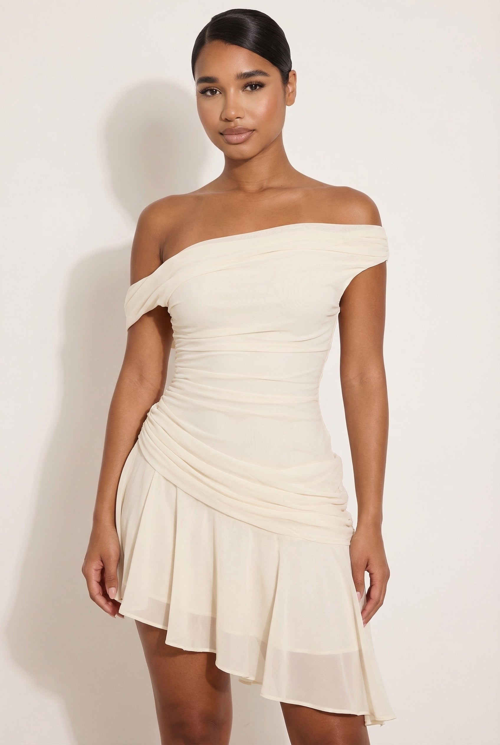 A&A Goddess Drape One Shoulder Mini Dress