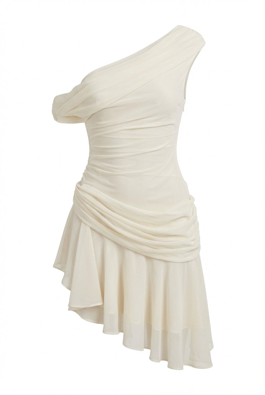 A&A Goddess Drape One Shoulder Mini Dress