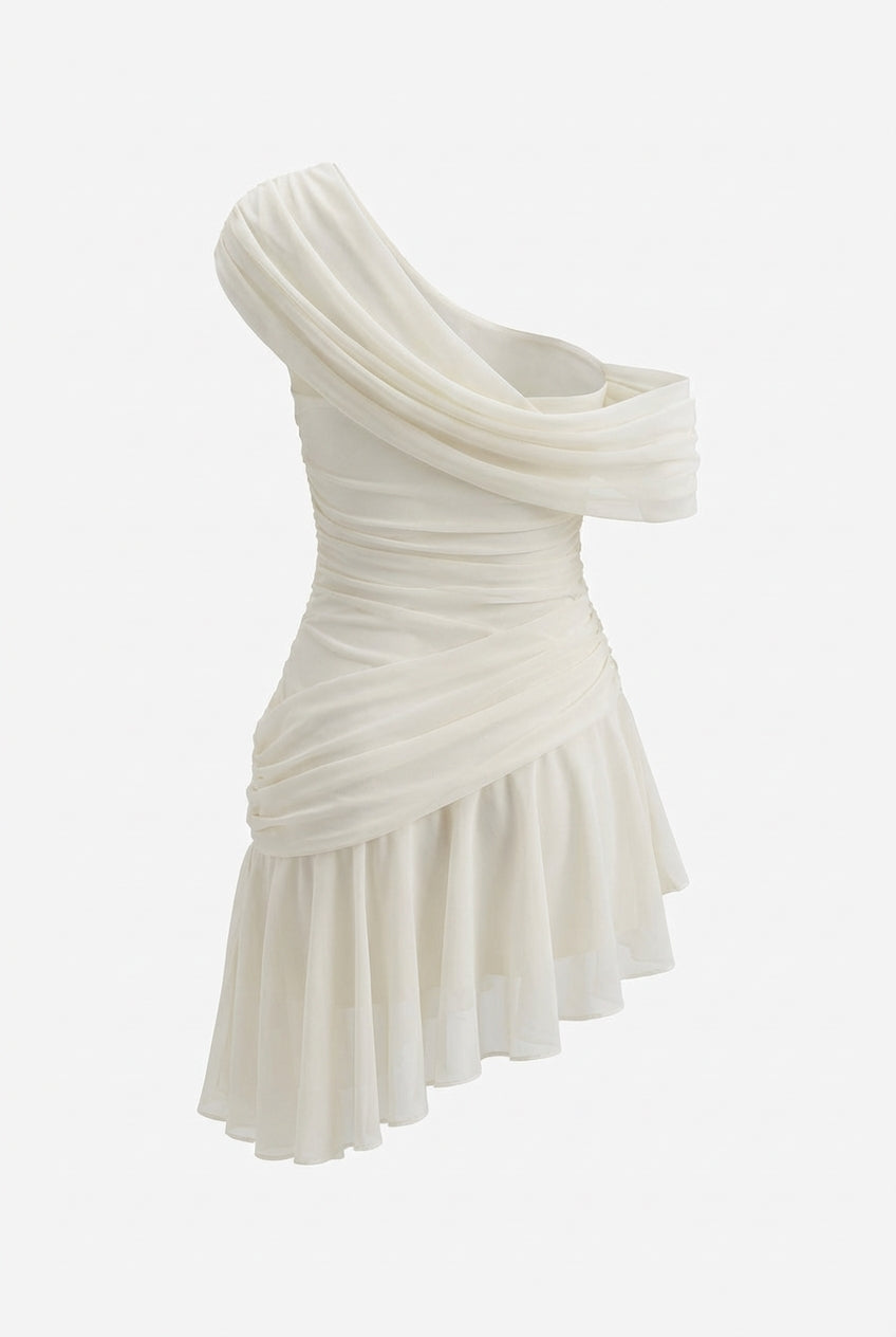 A&A Goddess Drape One Shoulder Mini Dress