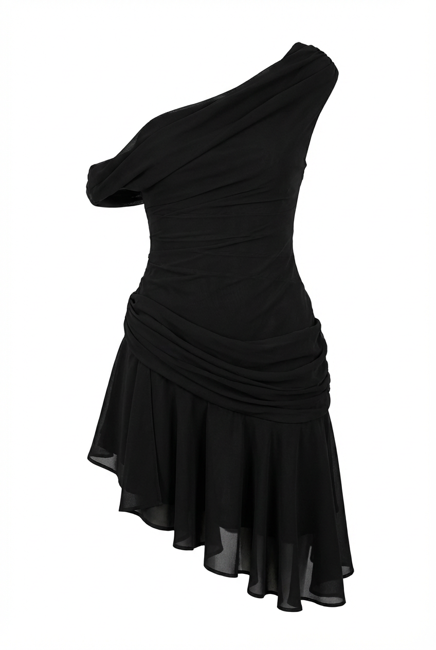 A&A Goddess Drape One Shoulder Mini Dress