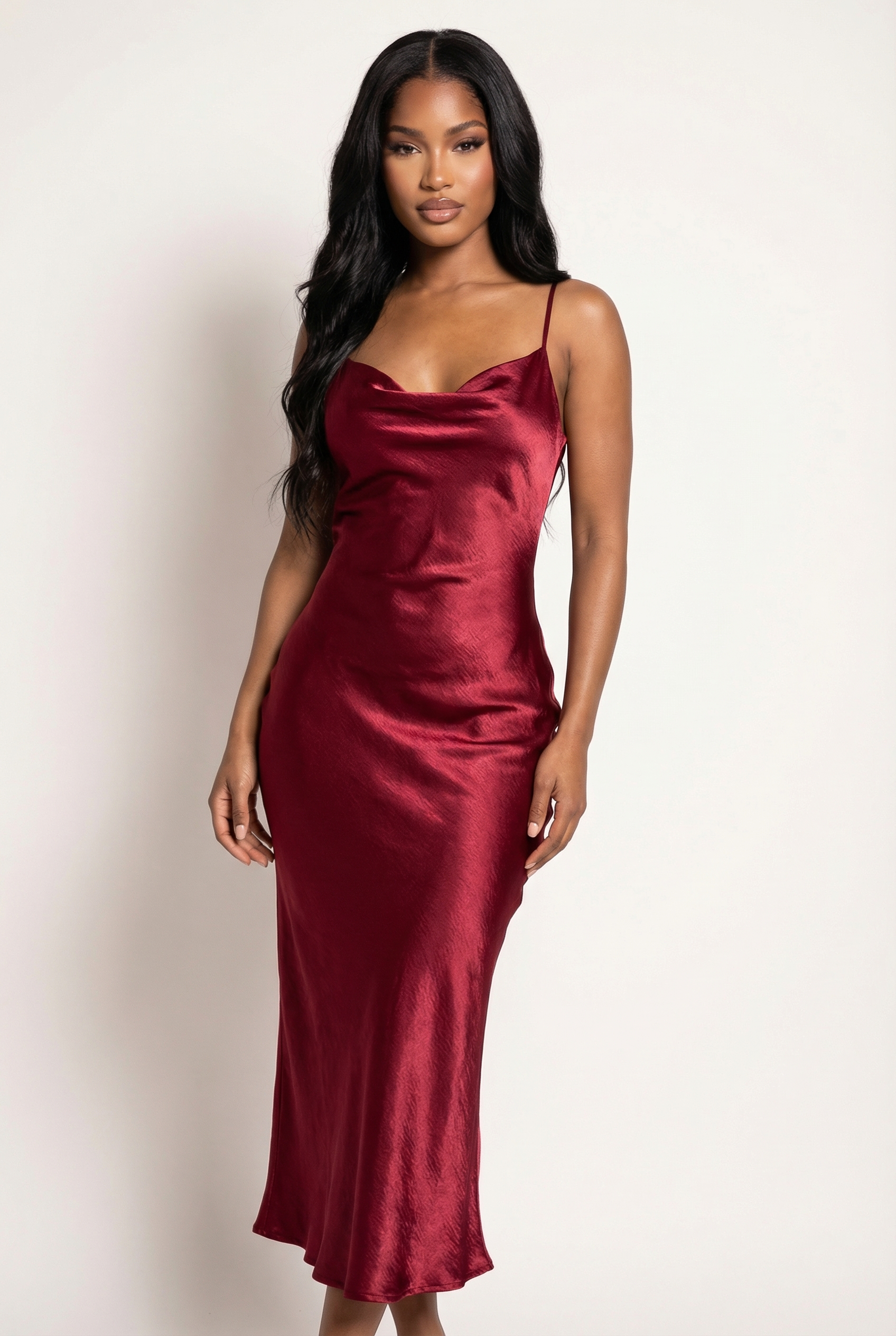 A&A Luxen Satin Maxi Bodycon Dress