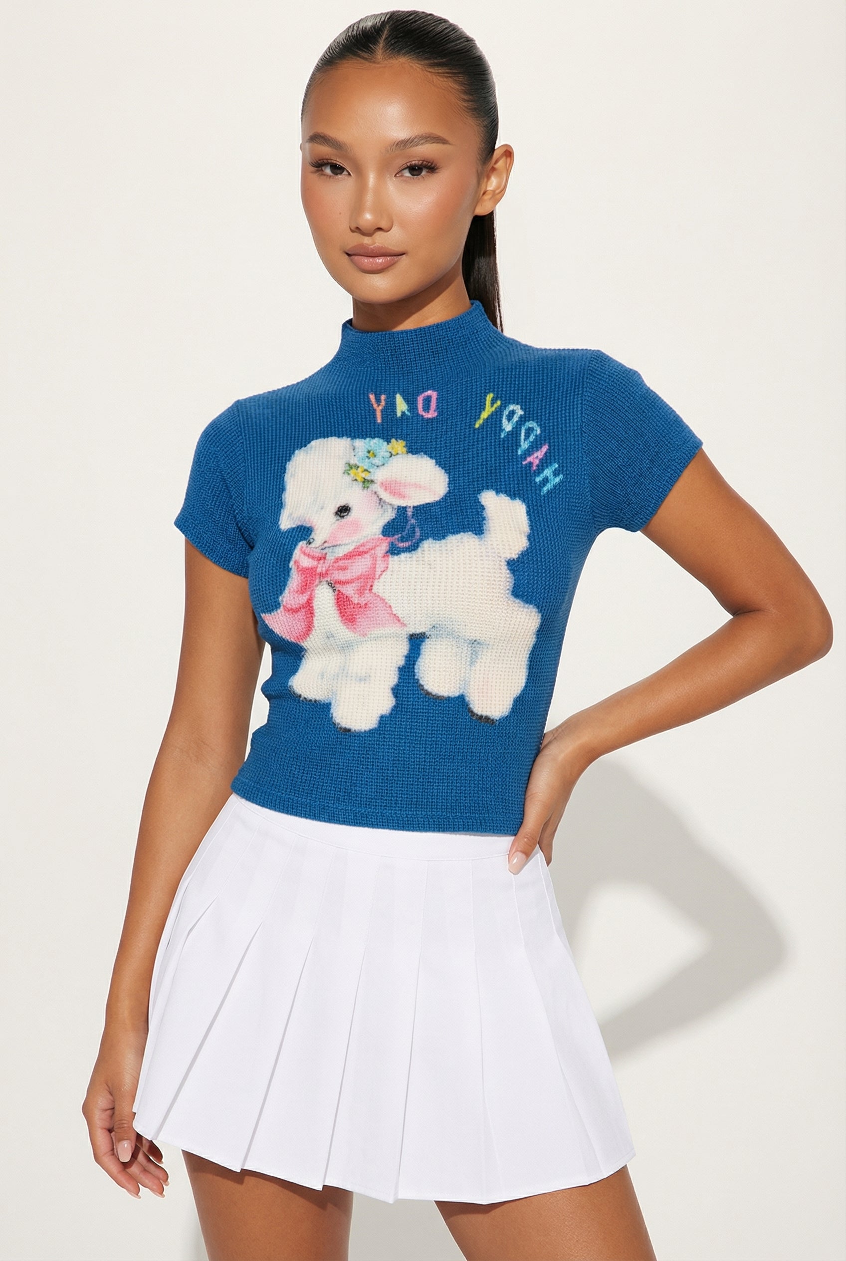 A&A Angel Lambie Graphic Print Crop Top
