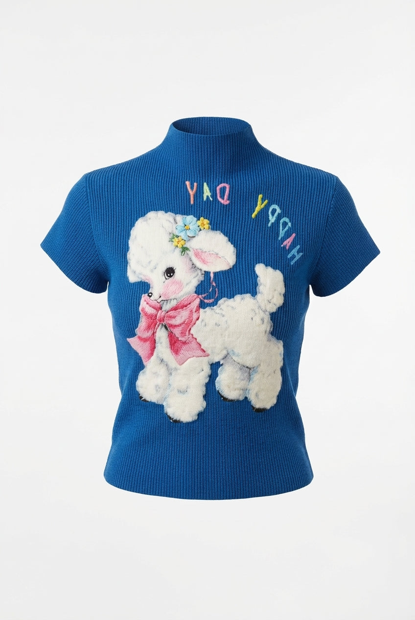A&A Angel Lambie Graphic Print Crop Top