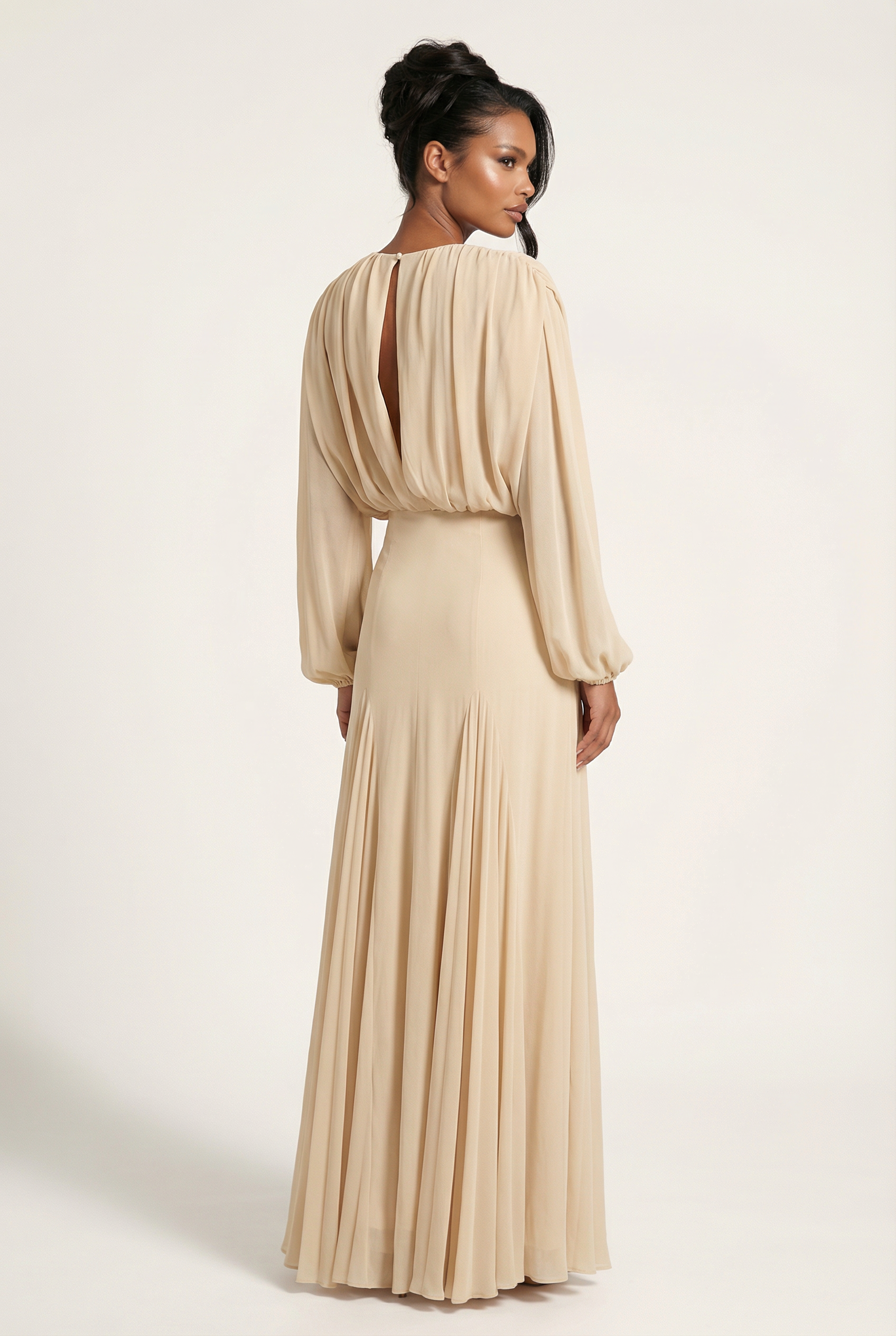 A&A Soleva Draped Sleeve Maxi Dress