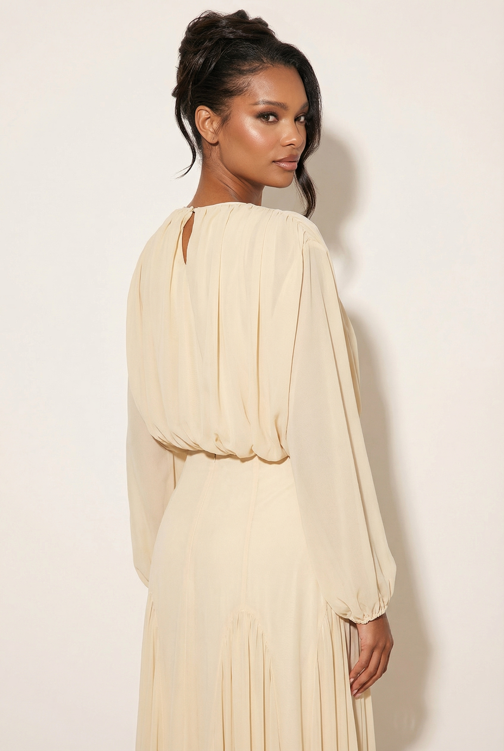 A&A Soleva Draped Sleeve Maxi Dress