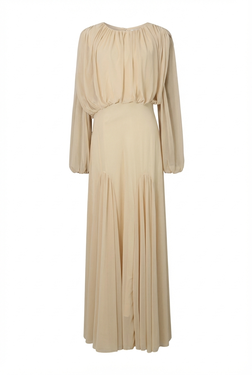 aelia long sleeve maxi dress Caelia | RED Asymmetric-Neck Maxi Dress With Gold-Detailing And Sash