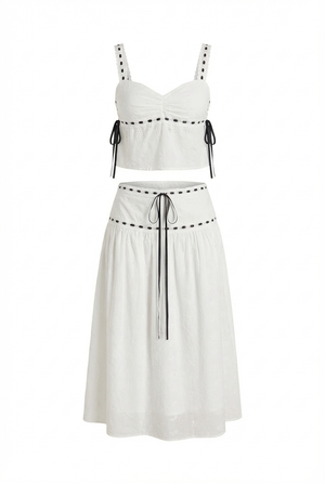 A&A Rosaline Ribbon Detail Top & Midi Skirt Set