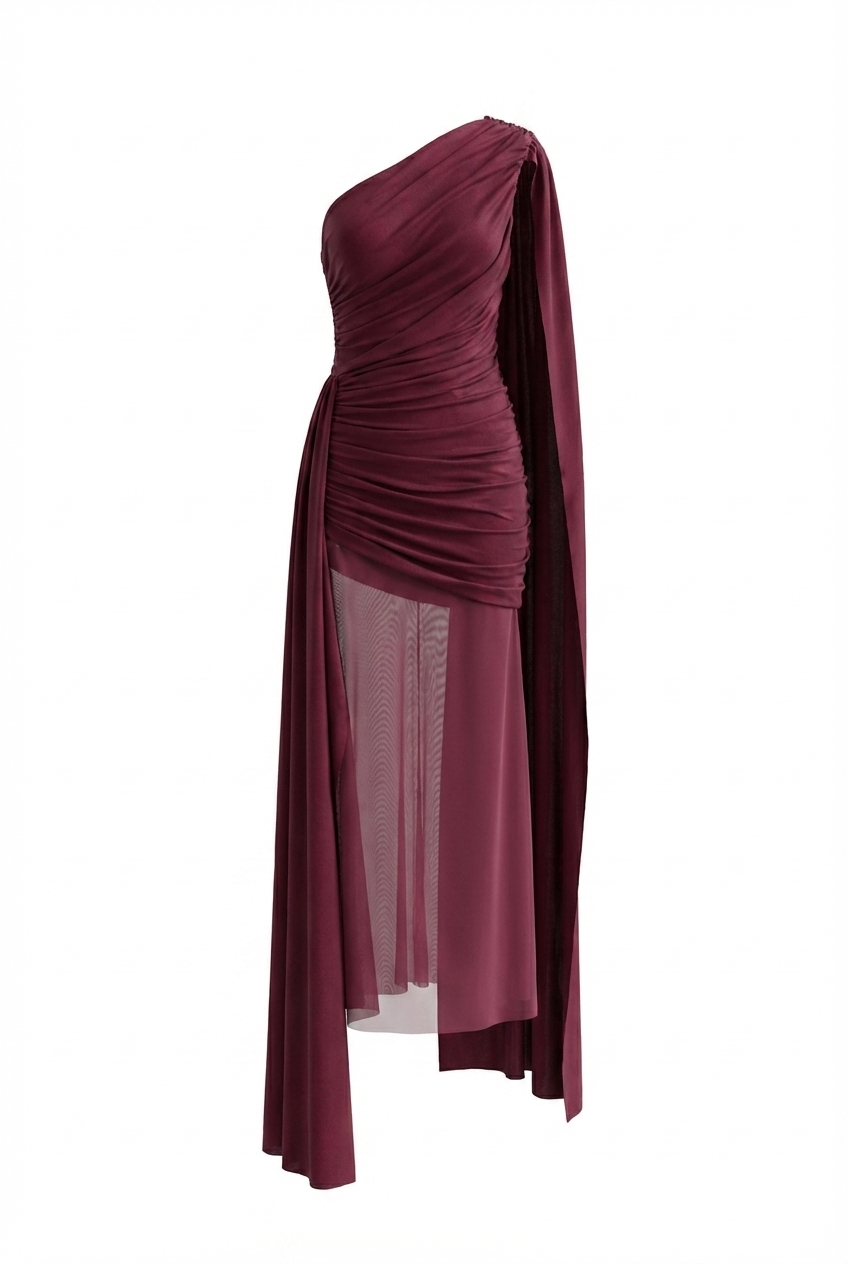 A&A Niva Draped One Shoulder Maxi Dress