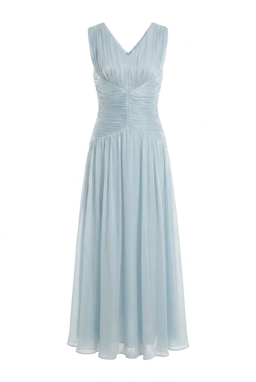 A&A Bellune Blue Chiffon Maxi Dress