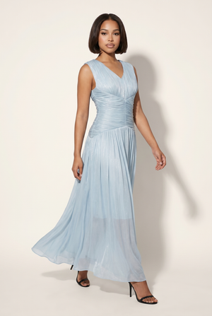 A&A Bellune Blue Chiffon Maxi Dress