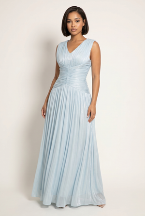 A&A Bellune Blue Chiffon Maxi Dress