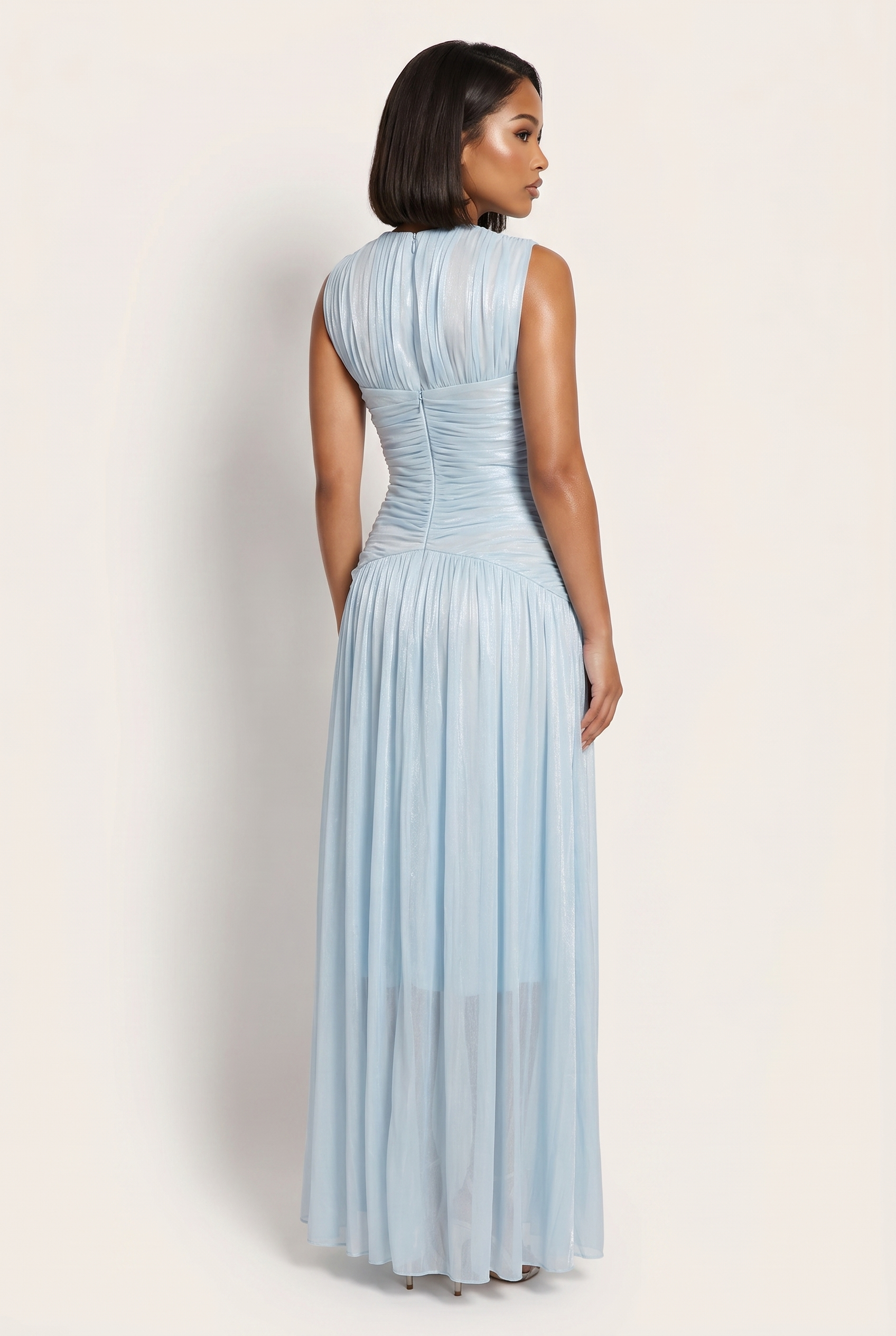 A&A Bellune Blue Chiffon Maxi Dress
