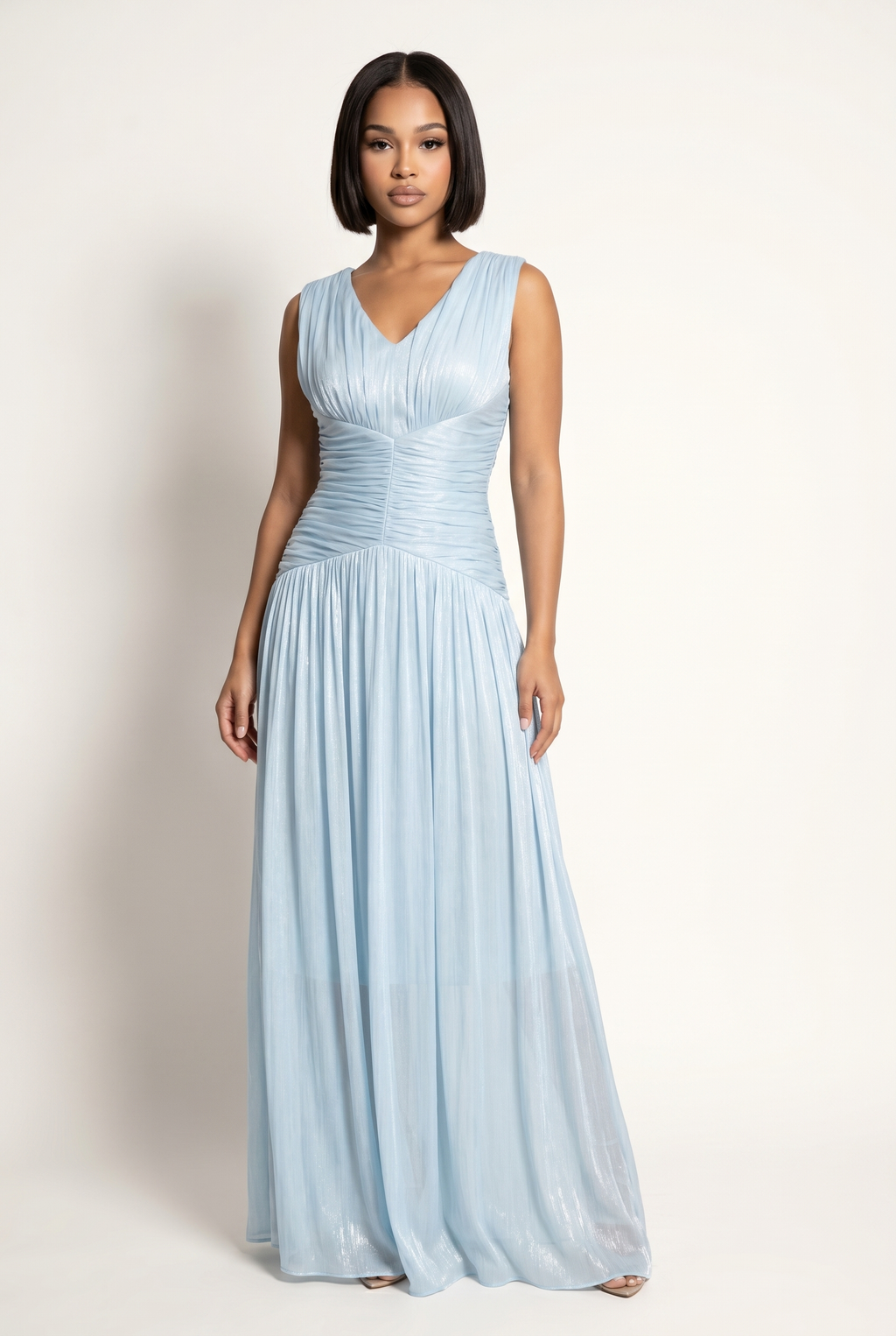 A&A Bellune Blue Chiffon Maxi Dress