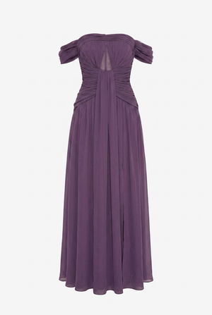 A&A Evara Off Shoulder Chiffon Maxi Dress
