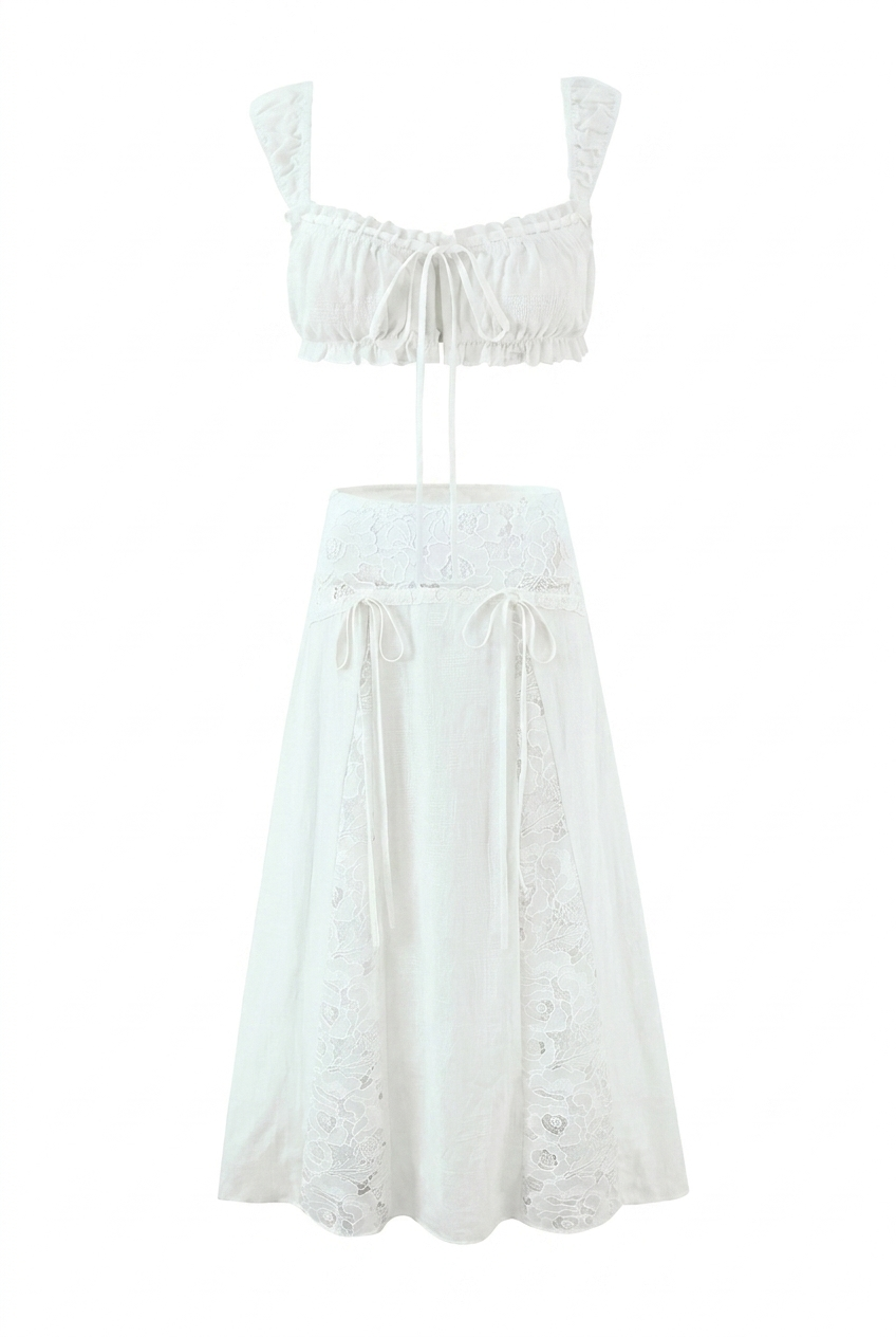 A&A Linara Lace Detail Crop Top & Midaxi Skirt Set