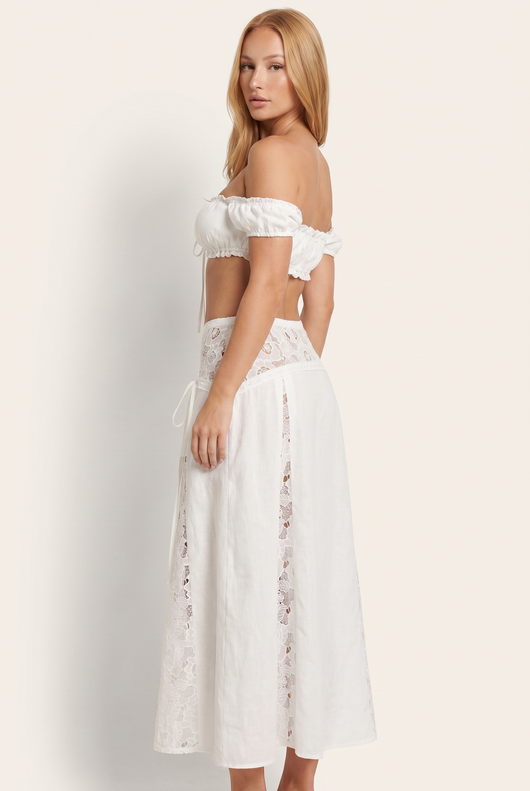 A&A Linara Lace Detail Crop Top & Midaxi Skirt Set