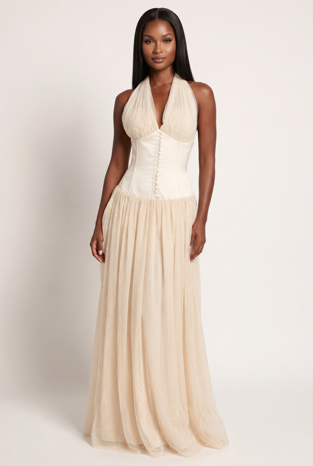 A&A Luxe Avenelle Halter Maxi Dress