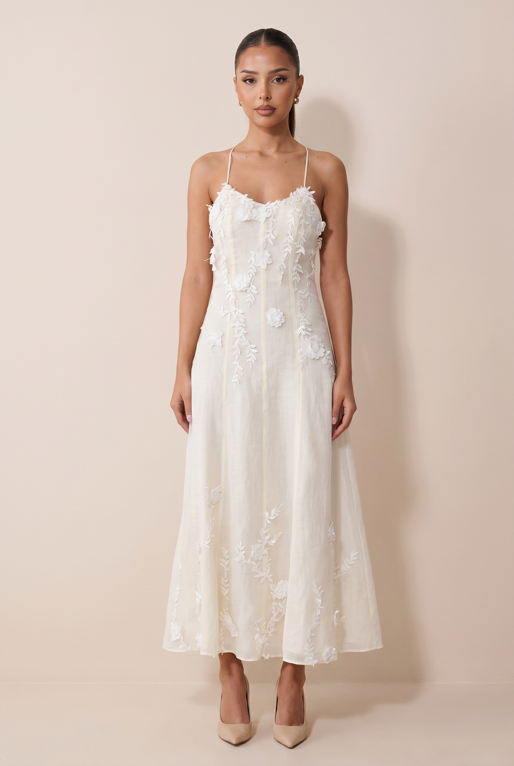 A&A Nerelle Flower Detail Backless A-Line Maxi Dress