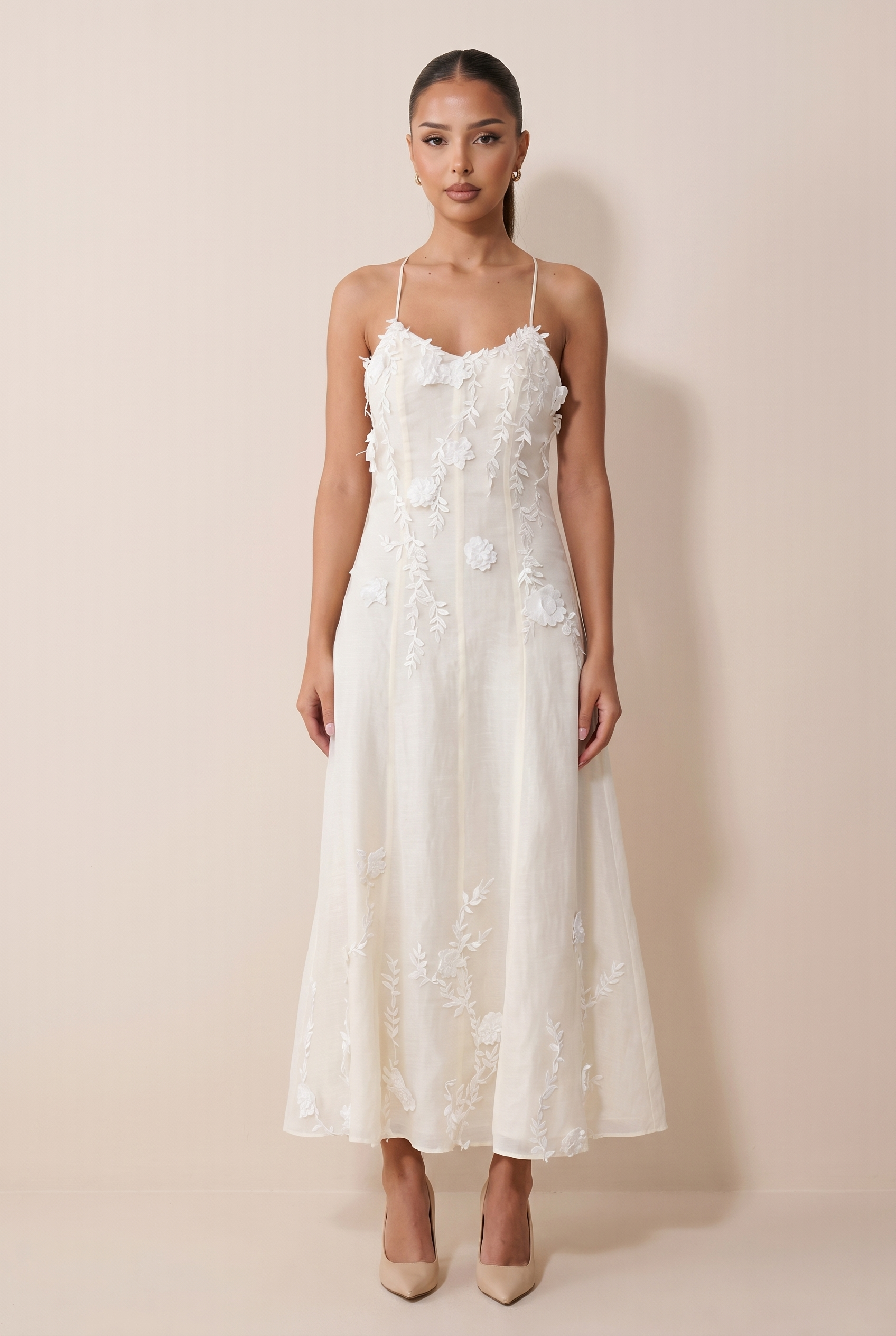 A&A Nerelle Flower Detail Backless A-Line Maxi Dress