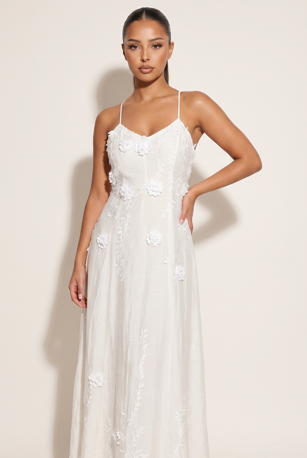 A&A Nerelle Flower Detail Backless A-Line Maxi Dress