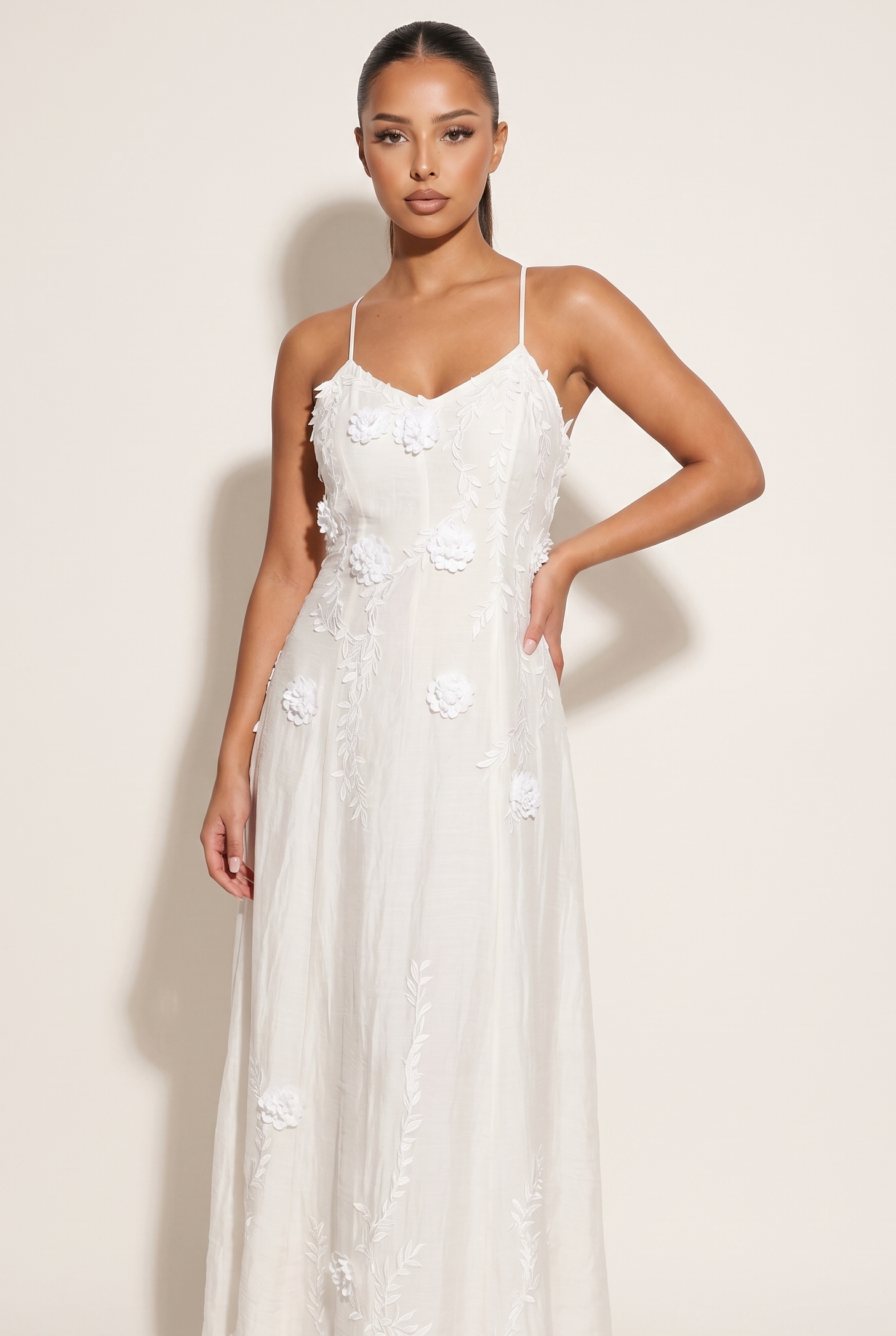A&A Nerelle Flower Detail Backless A-Line Maxi Dress