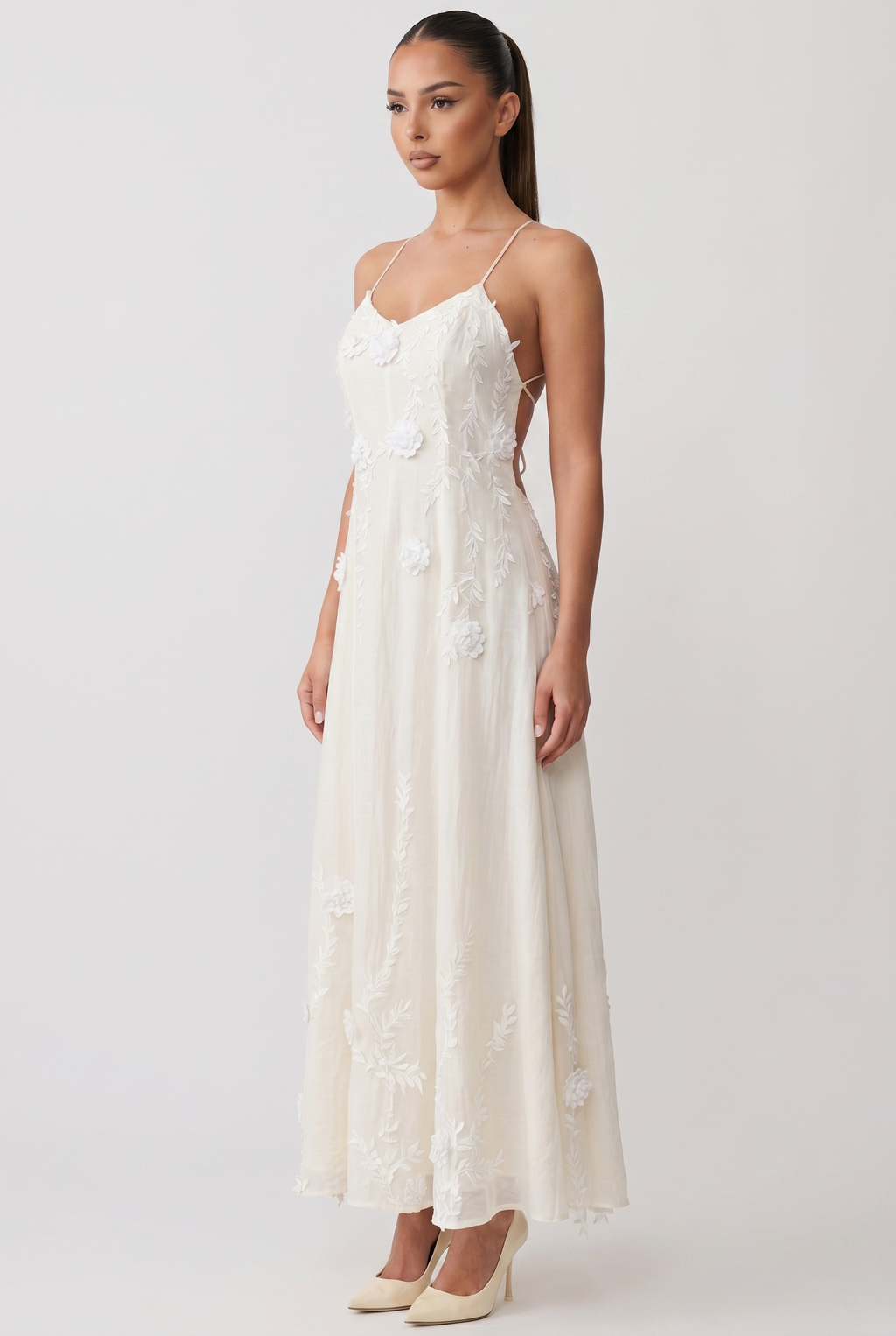 A&A Nerelle Flower Detail Backless A-Line Maxi Dress