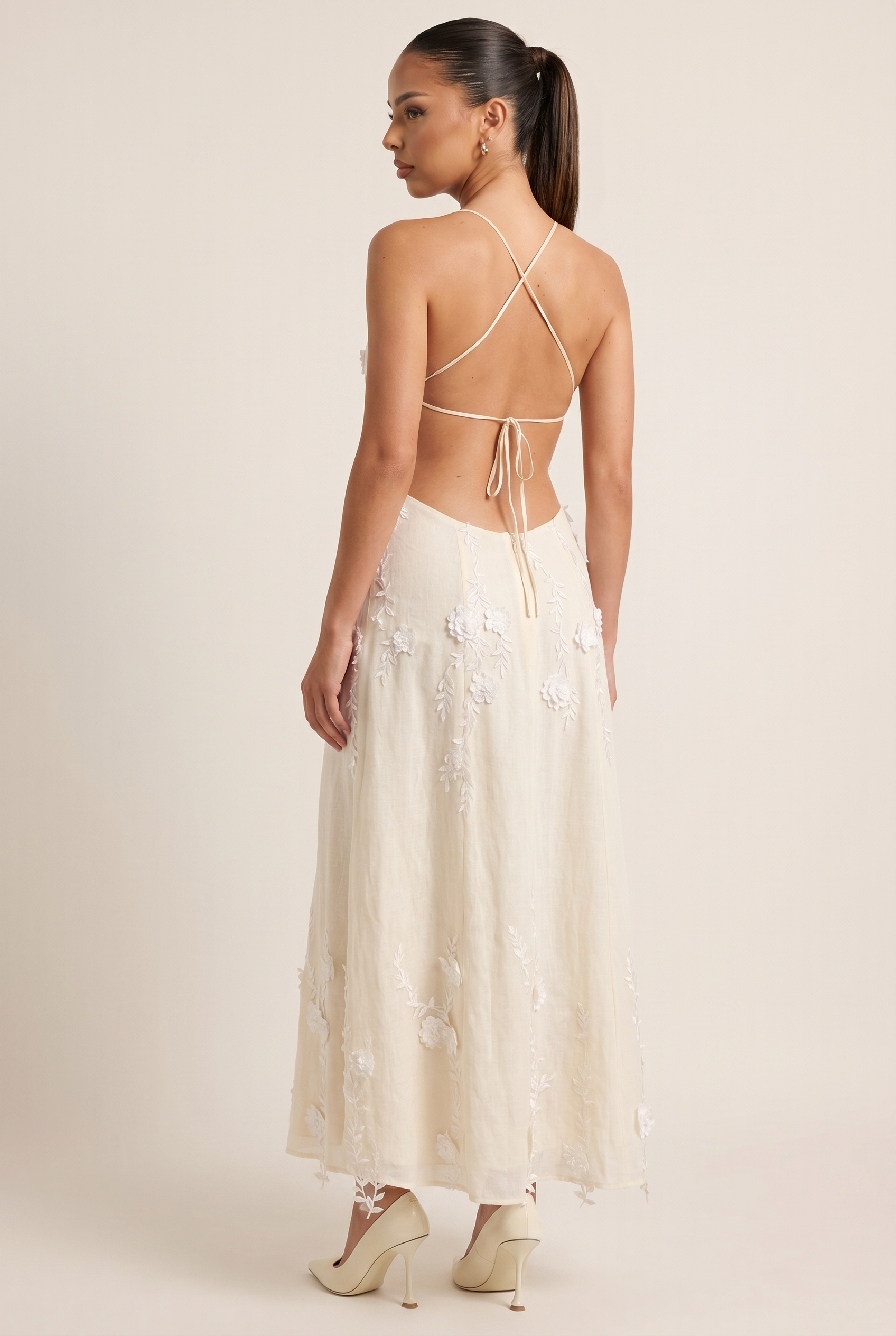 A&A Nerelle Flower Detail Backless A-Line Maxi Dress