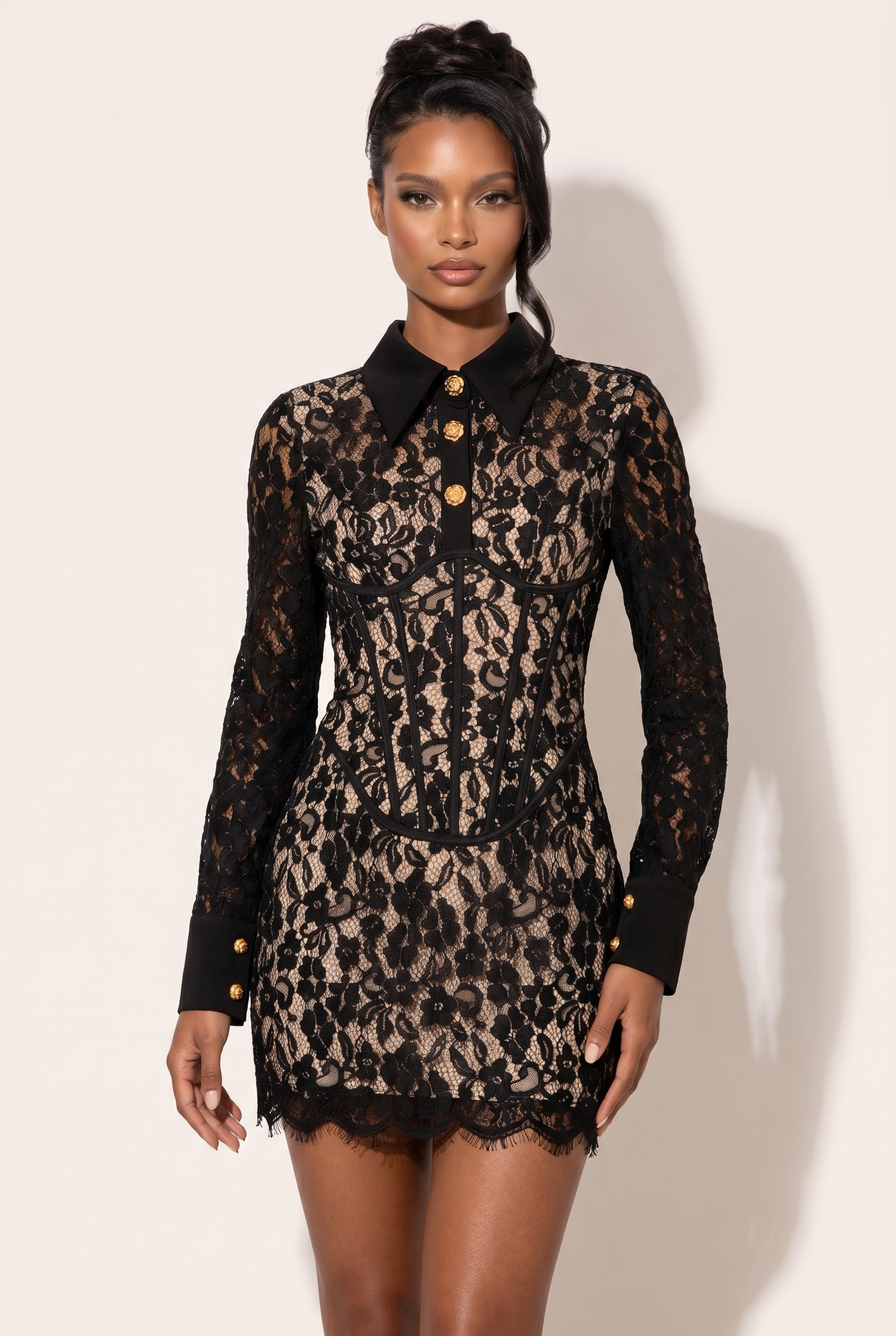 A&A Soreia Lace Collar Shirt Dress