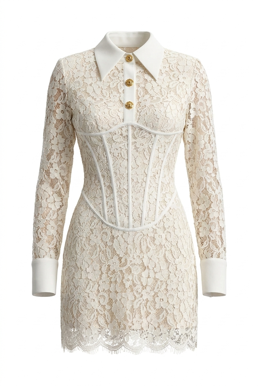 A&A Soreia Lace Collar Shirt Dress