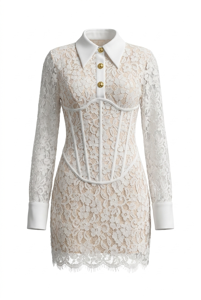 A&A Soreia Lace Collar Shirt Dress